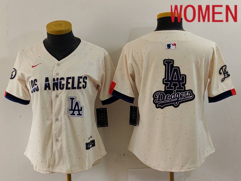 Women Los Angeles Dodgers Blank Cream Fashion Nike Game MLB Jersey style 62910